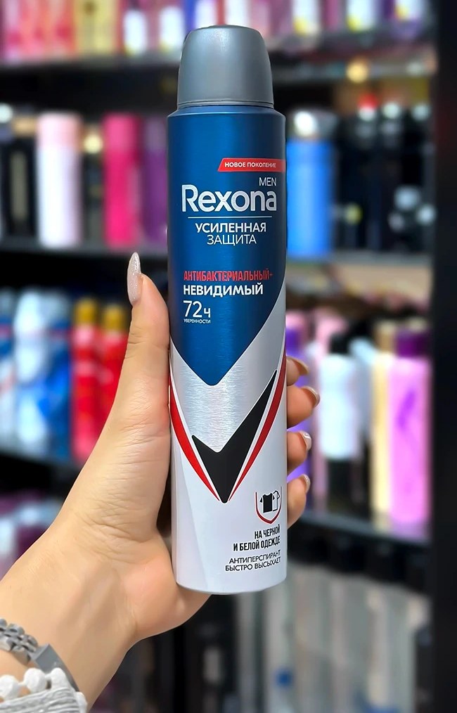 اسپری رکسونا ضد تعریق و آنتی باکتریال مردانه اینویزیبل روسی 200 میلی لیتر با ماندگاری 72 ساعته